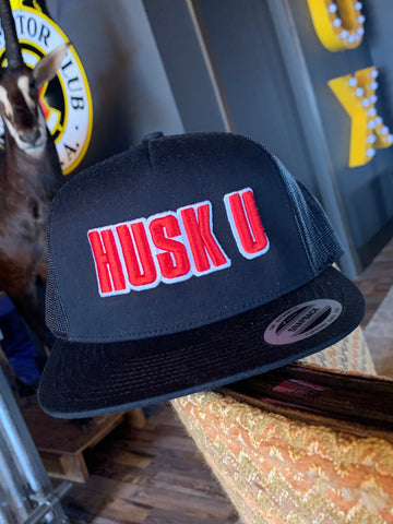 HUSK U Flat Bill Trucker Hat with PUFF Embroidery